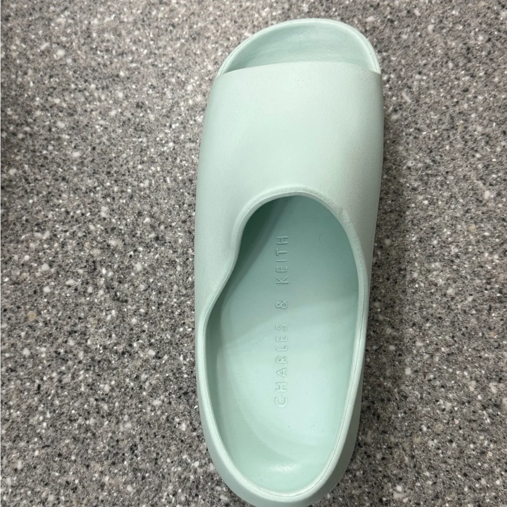 Charles & Keith Pale Blue Slide Platform Sandals